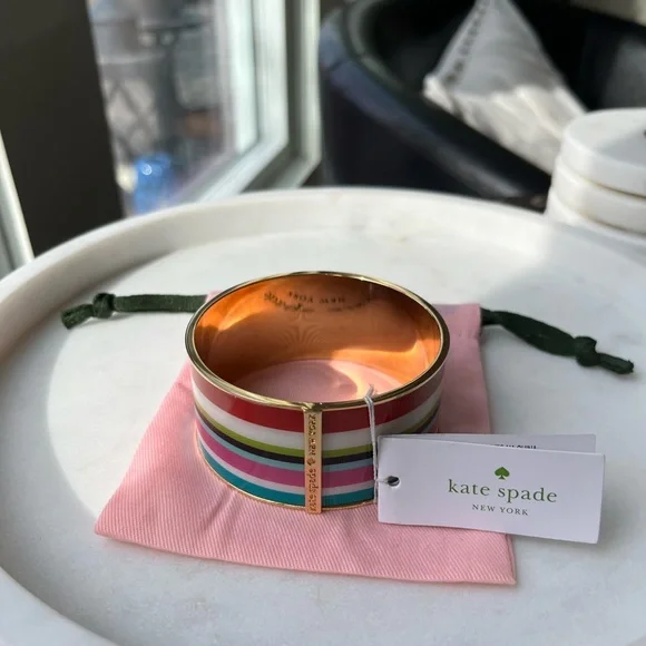 ♠️KATE SPADE PAPER BEACH TOWELS STRIPE BANGLE BRACELET - Picture 3 of 4